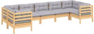 vidaXL 7 Pcs Garden Lounge Set Con Cojines De Pino Gris