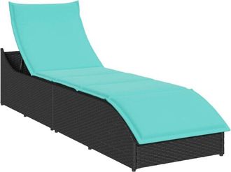 vidaXL Vidaxl - Tumbona Plegable Con Coj&iacute;n Y Espacio Rat&aacute;n Sint&eacute;tico Negro