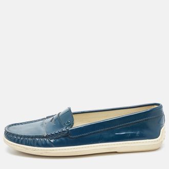 Tod's Tods Teal Patent Leather Penny Loafers