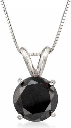 Ross-Simons Black Diamond Solitaire Necklace in 14kt White Gold