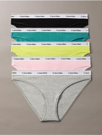 Calvin Klein Womens Icon Logo 5-Pack Low Rise Bikini - Grey - XS