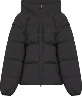 Maison Margiela Zwarte Nylon Ritsjas met Afneembare Mouwen - Dames - Winterjassen - Zwart - 2XS - Nylon - Jassen