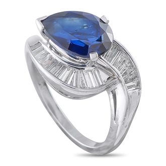Luxury Bazaar Platinum 1.0ct Diamond and Sapphire Ring MF16-062526