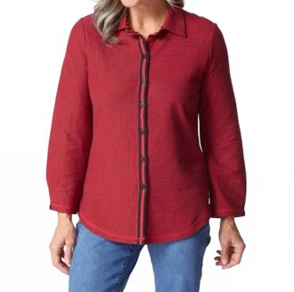 Habitat Long Sleeve Boyfriend Shirt In Ruby