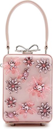 Self Portrait Floral-embellished Satin top Handle bag - Pink - One Size