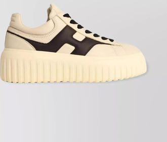 Hogan stripes leather platform sneakers with contrast panel