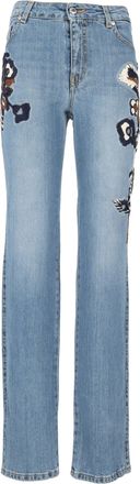 Ermanno Scervino Light Blue Denim Jeans Con Applicazione Floral Applique Jeans