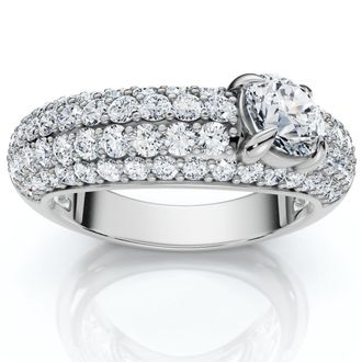 Pompeii3 1 1/2Ct Pave Kimberly Diamond Anniversary Ring 14k Gold or Platinum Lab Grown
