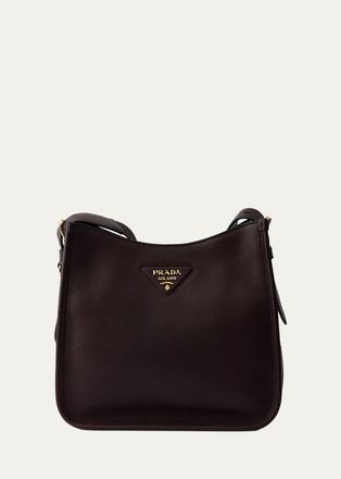Prada Medium Daino Soft Leather Hobo Crossbody Bag