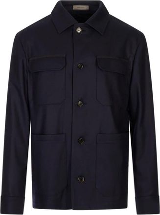 Corneliani Button-up Multi-pocket Jacket - Heren - Zomerjassen - Blauw - XL - Jassen