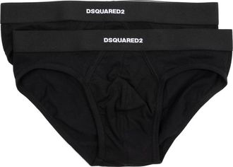 Dsquared2 Effen Slips 2-Pack Elastische Tailleband - Heren - Onderbroek - Zwart - S - Katoen - Ondergoed