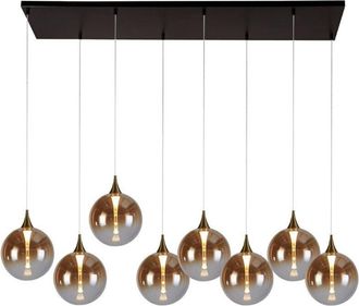 Searchlight Searchlight Alchemy L&aacute;mpara Colgante De Techo Con Barra Led De 8 Luces, Metal Negro Y Cristal &Aacute;mbar