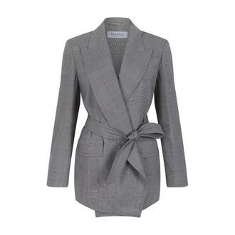 Max Mara Jassen, Dames, Grijs, 2Xs, Wol, Omslag-stijl Maatwerk Blazer