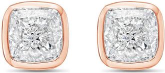 Diana M. Jewels 14KT ROSE GOLD LAB GROWN CUSHION CUT STUDS IN A BEZEL SETTING WEIGHING 6.00 CTS TW