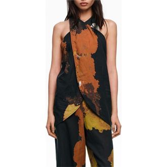 Bimba & Lola Blot Cotton Wrap Top in Blot Xl Black at Nordstrom, Size X-Small