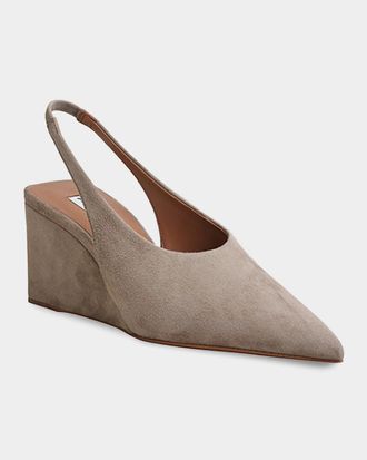 Alaia 75mm Cube Suede Slingback Pumps