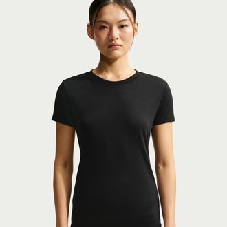 Nike Womens SKIMS Performance Cotton Blend Short-Sleeve Top in Black | IV6867-054