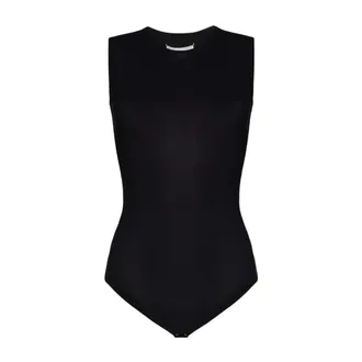 Maison Margiela Body, female, Black, Size: XS Technical Jersey Sleeveless Bodysuit