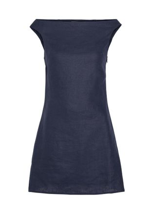 Faithfull The Brand Ilride Wide-neck Linen Mini Dress - Navy - S (UK8-10 / S)