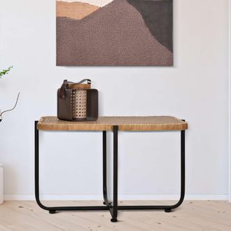 Dmora Mesa De Centro Fali, Efecto Rat&aacute;n, Forma Rectangular, Color Marr&oacute;n, 75x55x47h Cm Marr&oacute;n