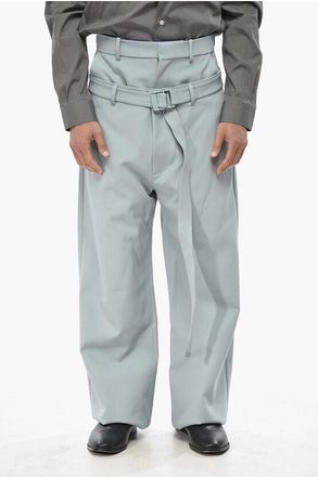 Off-white Double-Fabric Wool-Blend Trousers with Safety Belt size 52