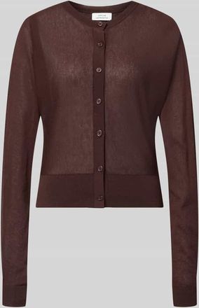 OPUS Strickjacke mit Rundhalsausschnitt Modell Desela in Dunkelbraun, Gr&ouml;&szlig;e 36