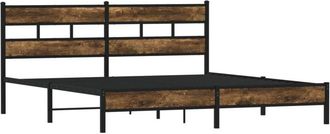 vidaXL Metal Bed Frame without Mattress Smoked Oak 183x213 cm Vidaxl