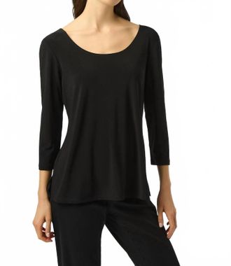 Joseph Ribkoff Scoop Neck 3/4 Sleeve Relaxed Top In Black