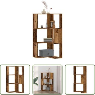 vidaXL Libreria a 3 ripiani - Libreria Angolare 3 Ripiani Legno Vecchio 50x50x102 cm Legno