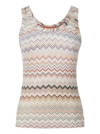 Missoni Zigzag tank top - women - Rayon/Polyamide/Metallic Fibre - 42 - Neutrals