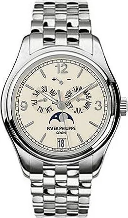 Patek Philippe Pre-owned Patek Philippe Annual Calendar Ivory Dial Mens Watch 5146-1G