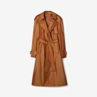 Burberry Long Nylon Blend Hooded Trench Coat