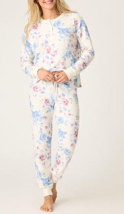 PJ Salvage Rodeo Rose Thermal Pajamas in Natural at Nordstrom, Size X-Large