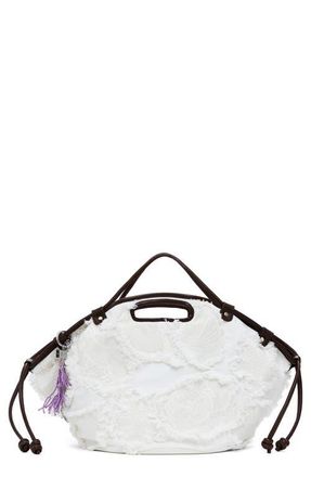 Desigual Raw Edge Detail Shopping Bag in White at Nordstrom