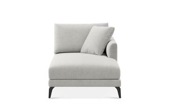 Castlery Lena Right Chaise Sofa Customized, Performance Classic Twill Medium Grey, Matte Black Legs, Spill Resistant, Removable Covers for Castlery Sofas
