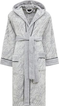 Philipp Plein Hooded Bathrobe Signature - unisex - Badjassen - Wit - 2XL - Katoen - Nachtkleding