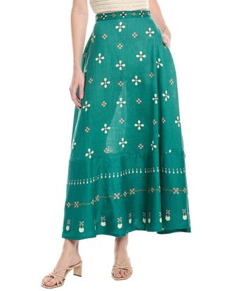 Agua Bendita Esmeralda Linen Maxi Skirt