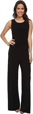 Norma Kamali Sleeveless Shirred Waist Jumpsuit Womens Jumpsuit & Rompers One Piece Black : XS, Jersey/Polyester/Spandex