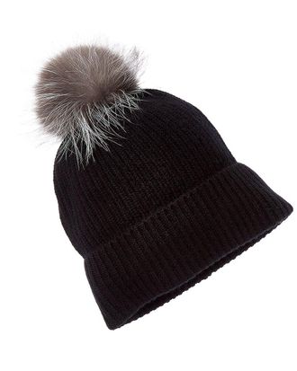 Amicale Cashmere Chunky Rib Knit Cashmere Hat