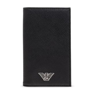 Emporio Armani Wallets & Cardholders, male, Black, Size: ONE SIZE Card Holder with Appliqu&eacute;
