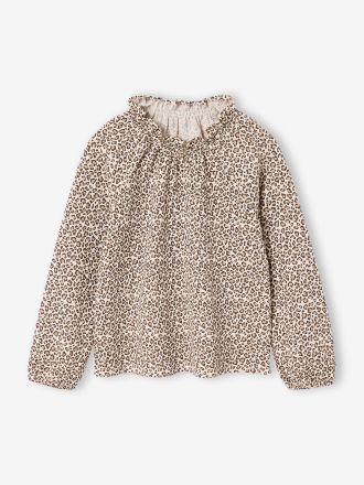 Vertbaudet M&auml;dchen Langarm-Blusenshirt mit R&uuml;schenkragen vanille