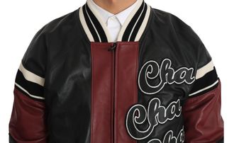 Dolce & Gabbana Leather Club Lounge Black Red Mens Jacket