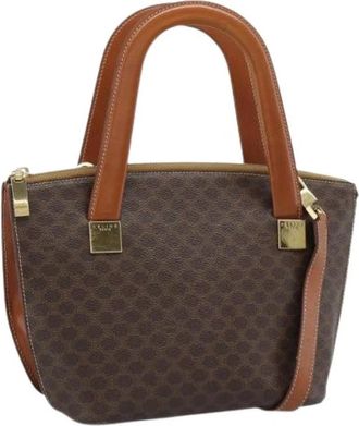 Celine Pre-owned Vintage Macadam Canvas Hand Bag - Dames - Vintage Handtas - Bruin - ONE Size - Leer - Vintage