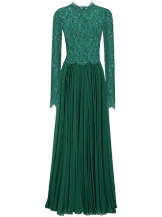 Dolce & Gabbana Abito da sera con pizzo - Verde