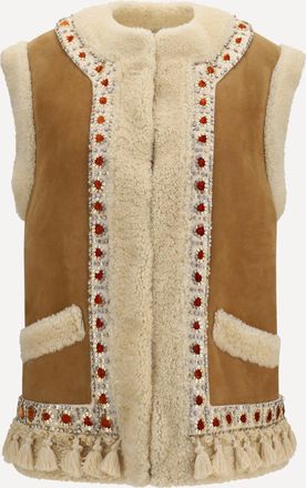 Valentino Gilet in pelle scamosciata e pelliccia Woman 46