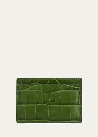 Tom Ford Mens Croc-Effect Leather T-Line Card Holder