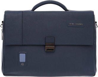 Piquadro Uitbreidbare Blauwe Messenger Tas voor Mannen - Heren - Laptoptassen - Blauw - ONE Size - Leer - Tassen