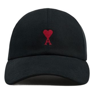 Ami SS26 Cotton Ami De Coeur Embroidery Cap Black BFUCP006-AW0041-001