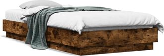 vidaXL Estructura De Cama Con Luces Led Roble Ahumado 100x200 Cm Vidaxl