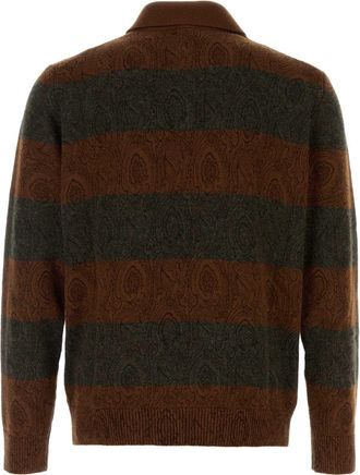 Etro Mens Embroidered Wool Polo Shirt V4026 Exterior Exterior: T-shirts And Polos